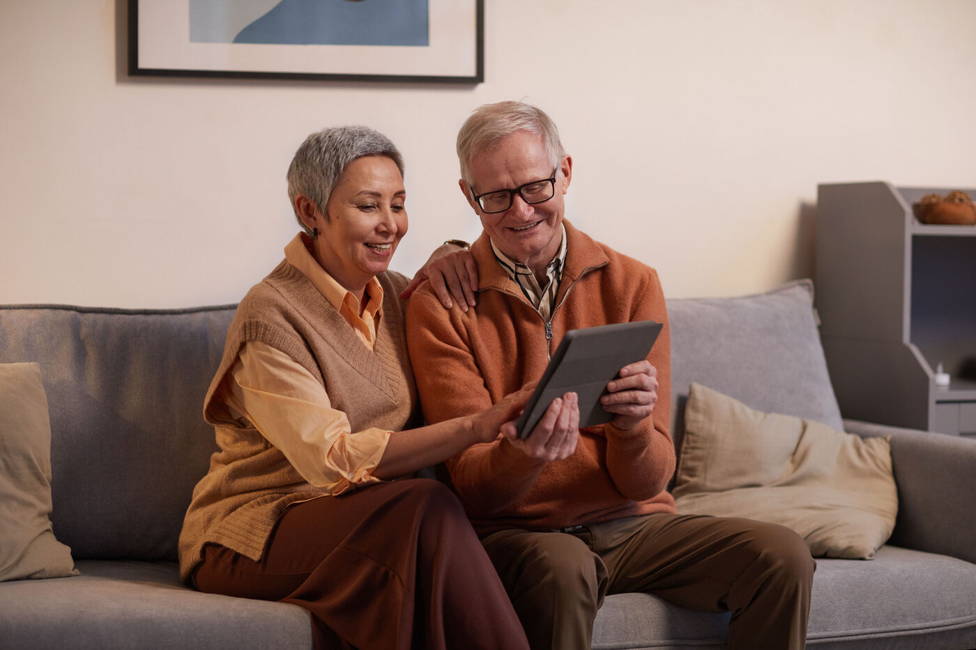 Retired couple reviewing their plan together on a tablet